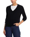 Aqua Cashmere V Neck Sweater - Exclusive In Black