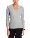 Aqua Cashmere V Neck Sweater - Exclusive In Gray