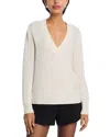 Aqua Cashmere V Neck Sweater - Exclusive In White