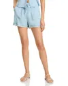 Aqua Chambray Tie Waist Shorts - Exclusive