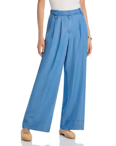 Aqua Chambray Wide Leg Pants - Exclusive In Blue