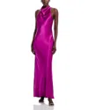 Aqua Charmeuse Halter Neck Long Dress - Exclusive In Orchid