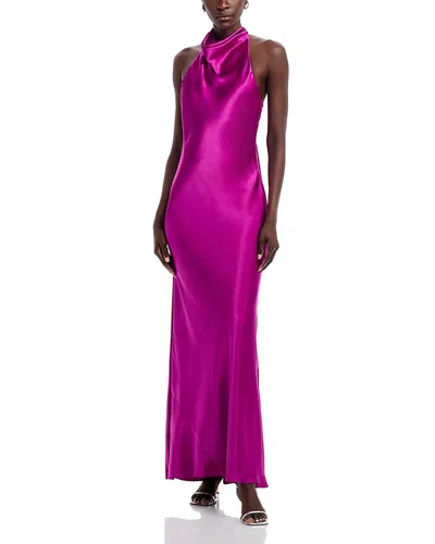 Aqua Charmeuse Halter Neck Long Dress - Exclusive In Orchid