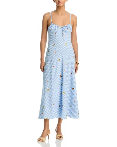 Aqua Check Maxi Dress - Exclusive In Blue