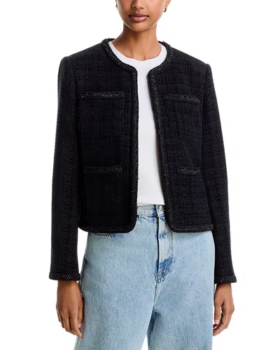 Aqua Chenille Tweed Four Pocket Jacket - Exclusive In Black