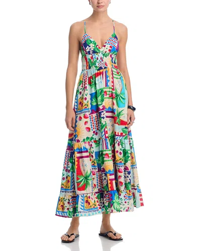 Aqua Cherry Voile Tiered Maxi Dress - Exclusive In Multi