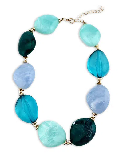 Aqua Chunky Bead Statement Necklace, 16-19 - Exclusive In Blue