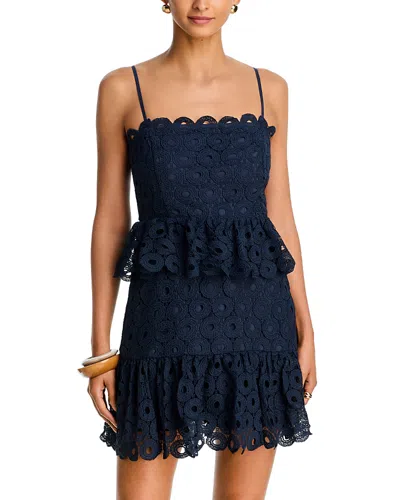 Aqua Circle Lace Mini Dress - Exclusive In Blue