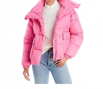 Aqua Cire Wonder Short Puffer Jacket In Punch Pink