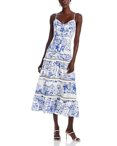 Aqua City Palm Scenic Print Dress - 100% Exclusive In Cobalt/white