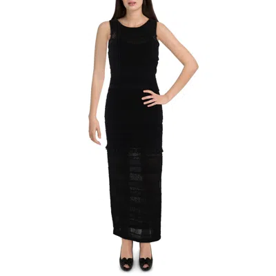 Aqua Clea Womens Knit Lace Trim Maxi Dress In Black