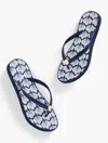 Aqua Club Bea Molded Thong Flip Flops -  Fiji Shell Sweaters - Indigo Blue/white - 11m Talbots In Indigo Blue,white