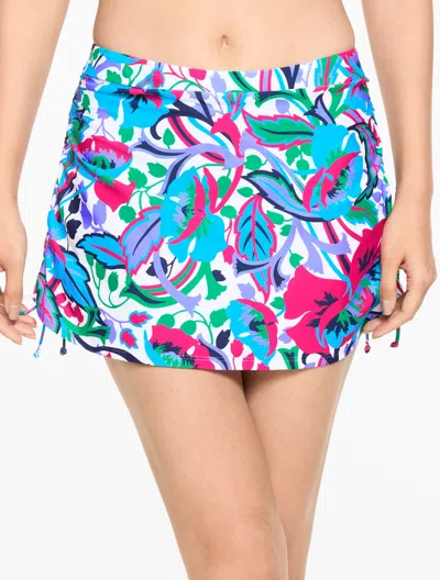 Aqua Club Cinch Swim Skirt - Island Flora - White - Large Talbots