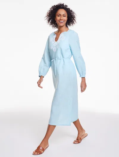 Aqua Club Embroidered Caftan Cover-up - Crystal Blue - Xl Talbots