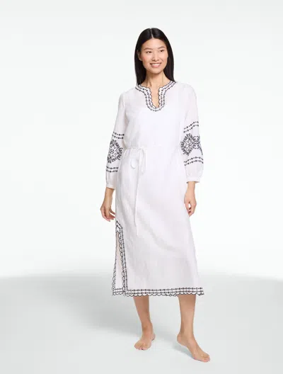 Aqua Club Embroidered Caftan Cover-up - White/black - Large Talbots In Multi