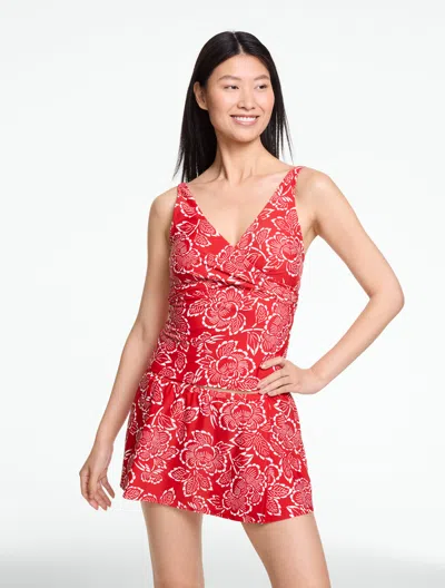 Aqua Club Faux Wrap Tankini - Capri Rose - Red - Xxl Talbots