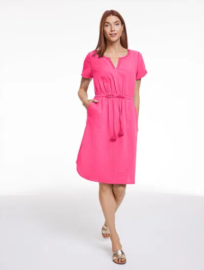 Aqua Club Gauze Beach Dress Cover-up - Tropical Punch - Xl Talbots In Pink