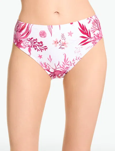 Aqua Club High Waist Swim Bottom - Seascape - White - Large Talbots In Pink