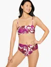 Aqua Club Misses -  Bandeau Bikini Top - Bali Blooms - Wild Aster - Large Talbots In Wild Aster