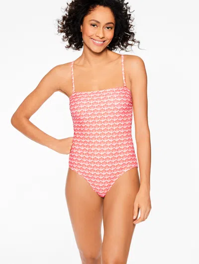Aqua Club Misses -  Bandeau One-piece Swimsuit - Fiji Shell Sweater - Coral Peach - Medium Talbots