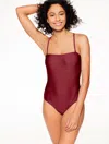 Aqua Club Misses -  Bandeau One-piece Swimsuit - Rich Burgundy - Small Talbots In Rich Burgundy
