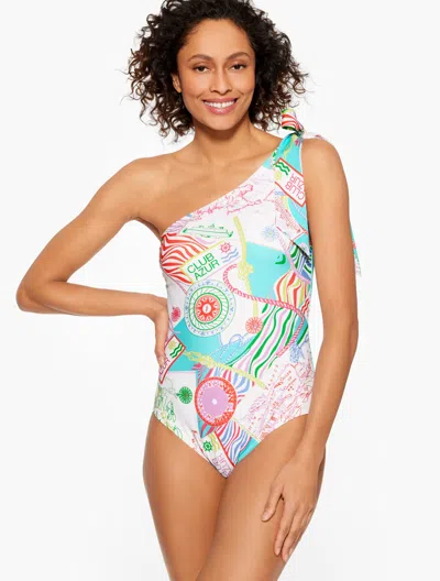 Aqua Club Misses -  Bow Shoulder One-piece Swimsuit - Cã´te D'azur - Vivid Turquoise - Large Talbots