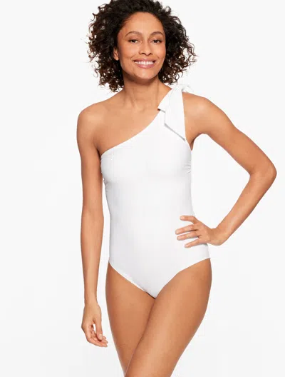 Aqua Club Misses -  Bow Shoulder One-piece Swimsuit - White - Medium Talbots