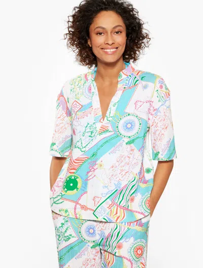 Aqua Club Misses -  Gauze Popover Shirt Shirt Cover-up - Cã´te D'azur - Vivid Turquoise - Medium - 10