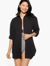 Aqua Club Misses -  Gauze Shirt Cover-up - Black - Xl - 100% Cotton Talbots