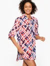 Aqua Club Misses -  Gauze Shirt Cover-up - Nautical Vibes - Red Pepper - Xl - 100% Cotton Talbots In Red Pepper