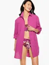 Aqua Club Misses -  Gauze Shirt Cover-up - Wild Aster - Large - 100% Cotton Talbots