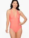 Aqua Club Misses -  Halter One-piece Swimsuit - Coral Peach - Large Talbots