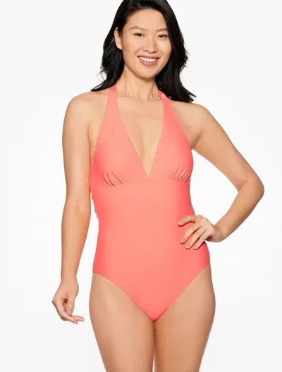 Aqua Club Misses -  Halter One-piece Swimsuit - Coral Peach - Large Talbots