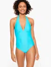 Aqua Club Misses -  Halter One-piece Swimsuit - Pool Blue - Xl Talbots