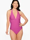 Aqua Club Misses -  Halter One-piece Swimsuit - Wild Aster - Large Talbots
