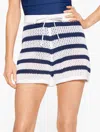 Aqua Club Misses -  Open-knit Short Cover-up - White/ink - Xl - 100% Cotton Talbots In White,ink