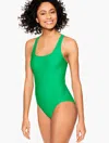 Aqua Club Misses -  Scoop Neck One-piece Swimsuit - Bright Green - Xs Talbots In Bright Green
