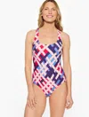 Aqua Club Misses -  Scoop Neck One-piece Swimsuit - Nautical Vibes - Red Pepper - Medium Talbots In Red Pepper