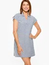Aqua Club Misses -  Terry Dress Cover-up - Stripe - White/ink - Xl Talbots In White,ink