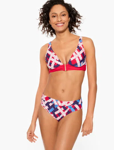 Aqua Club Misses -  V-neck Bikini Top - Nautical Vibes - Red Pepper - Large Talbots