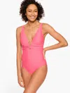 Aqua Club Misses -  V-neck One-piece Swimsuit - Camellia Rose - Xl Talbots