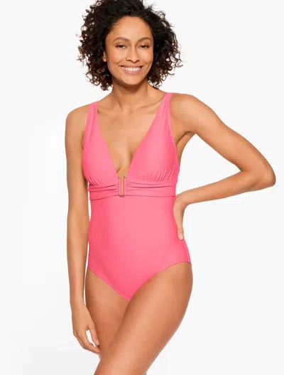 Aqua Club Misses -  V-neck One-piece Swimsuit - Camellia Rose - Xl Talbots