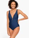 Aqua Club Misses -  V-neck One-piece Swimsuit - Ink - Large Talbots