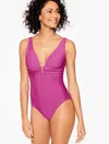 Aqua Club Misses -  V-neck One-piece Swimsuit - Wild Aster - Small Talbots