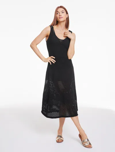 Aqua Club Open Stitch Midi Cover-up - Black - Medium - 100% Cotton Talbots