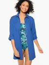Aqua Club Plus Size -  Gauze Shirt Cover-up - Royal Blue - 3x - 100% Cotton Talbots