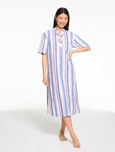 Aqua Club Plus Size -  Maxi Caftan Cover-up - Classic Stripe - White - 3x Talbots