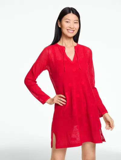Aqua Club Tunic Top Cover-up - Aruba Dot - Red - Large - 100% Cotton Talbots