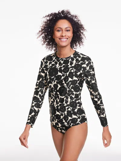 Aqua Club Upf 50+ Long Sleeve Swim T-shirt - Capri Rose - Ivory - Small Talbots In White