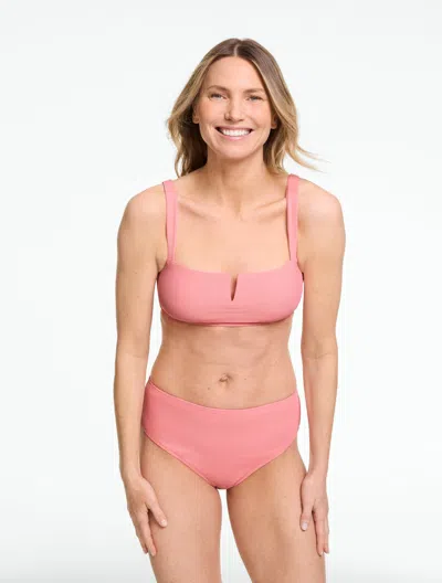 Aqua Club V-neck Bikini Top - Ottoman - Strawberry Ice - Large Talbots In Pink